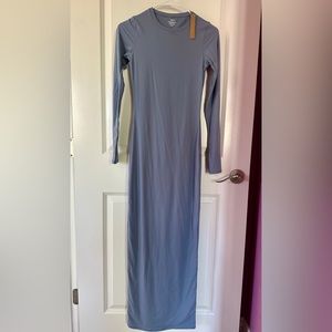 NWT SKIMS FITS EVERYBODY CREW NECK LONG SLEEVE DRESS | Slate  / S